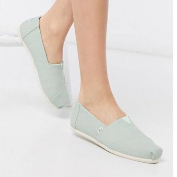 Toms Shoes - TOMS Womens Alpargata Canvas Slip On Flats Mint Green Size 9M
